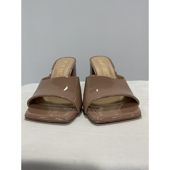 Stuart Weitzman 'Tia 85' Brown Leather Flareblock Slide Size 7 - Picture 2 of 5